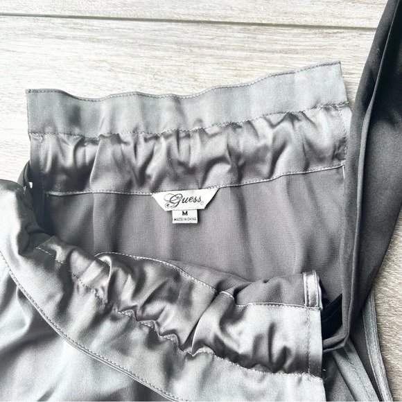 Guess Dark Grey ruffles Mock Neck Satin Dress - Picture 6 of 14